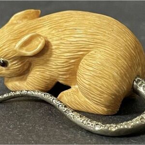 Antique fabrege mouse figurine with rubies and diamonds.